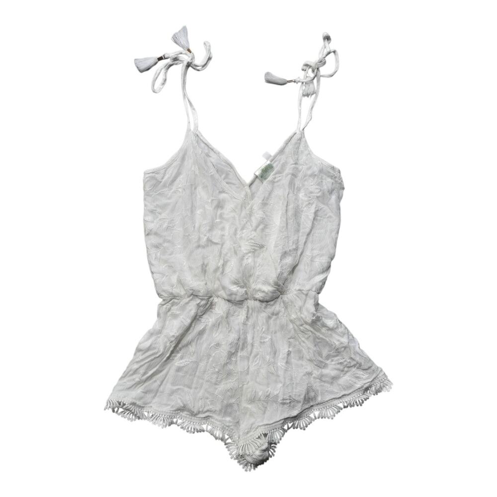 Plum Pretty Sugar Off-White Embroidered Lace Romper Boho